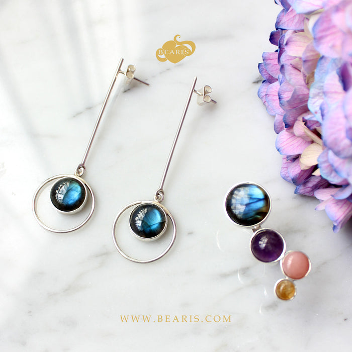 Sortija Labradorita + Amatista + Opalo Rosa + Citrino