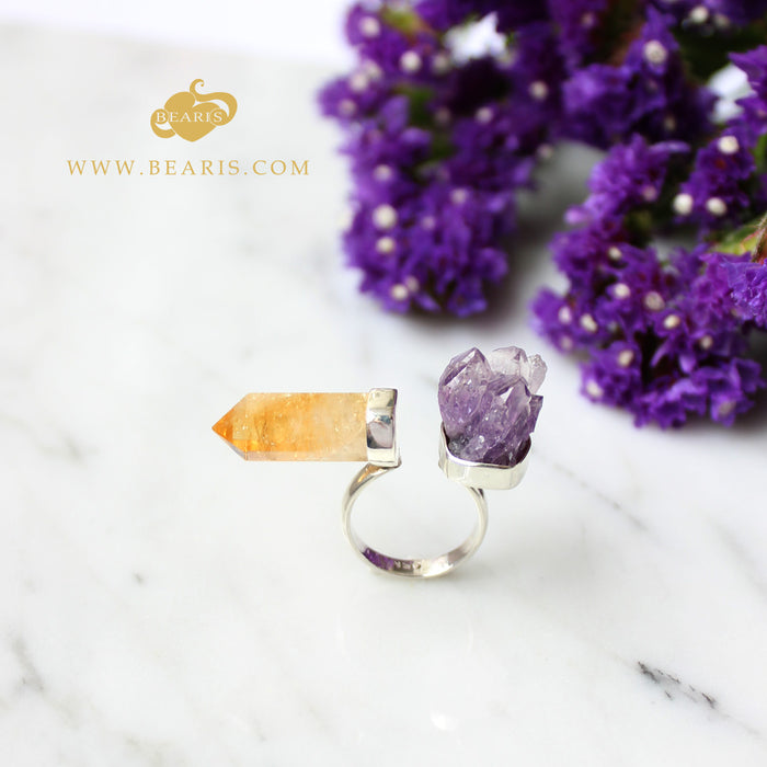 Sortija Drusa Amatista + Citrino