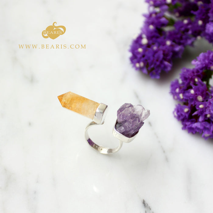 Sortija Drusa Amatista + Citrino