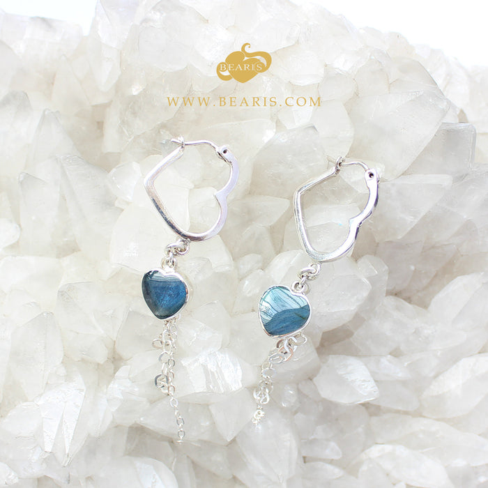 Aretes doble Corazón Labradorita