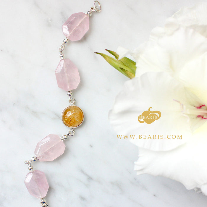 Pulsera Indira Citrino con Cuarzo Rosa