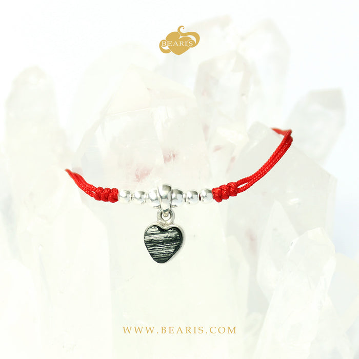 Pulsera Hilo Corazón Turmalina Negra