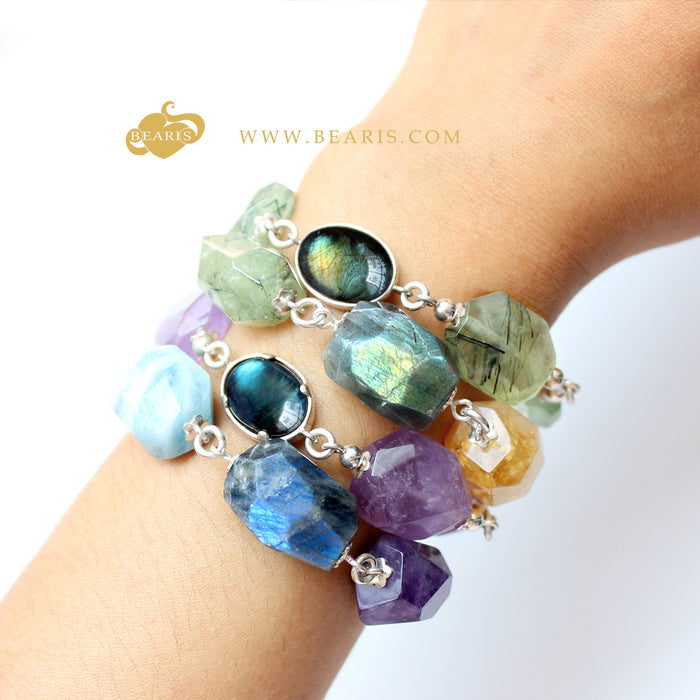 Pulsera Indira Labradorita Azul con Amatista