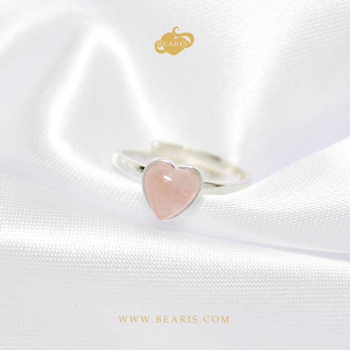 Sortija Corazón Cuarzo Rosa