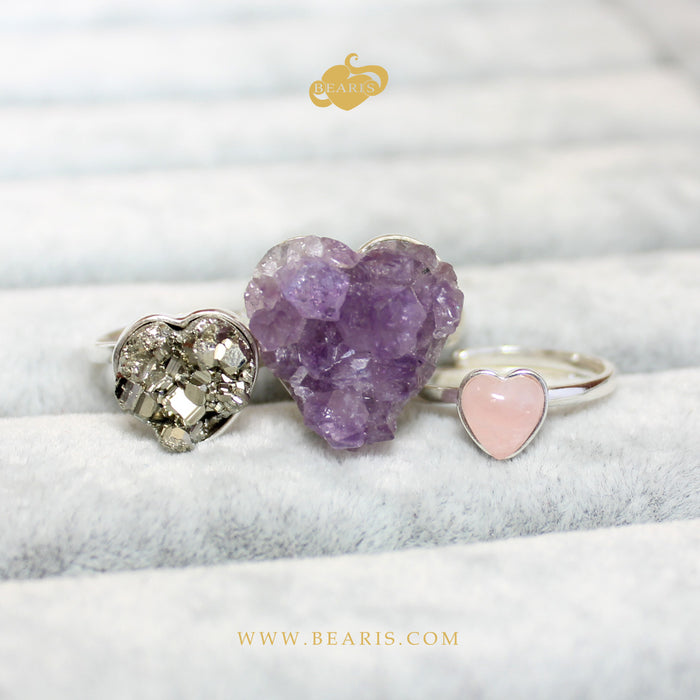 Sortija Corazón Cuarzo Rosa